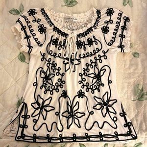 Lauren Michelle  Petite Women’s  Top Black and White PL